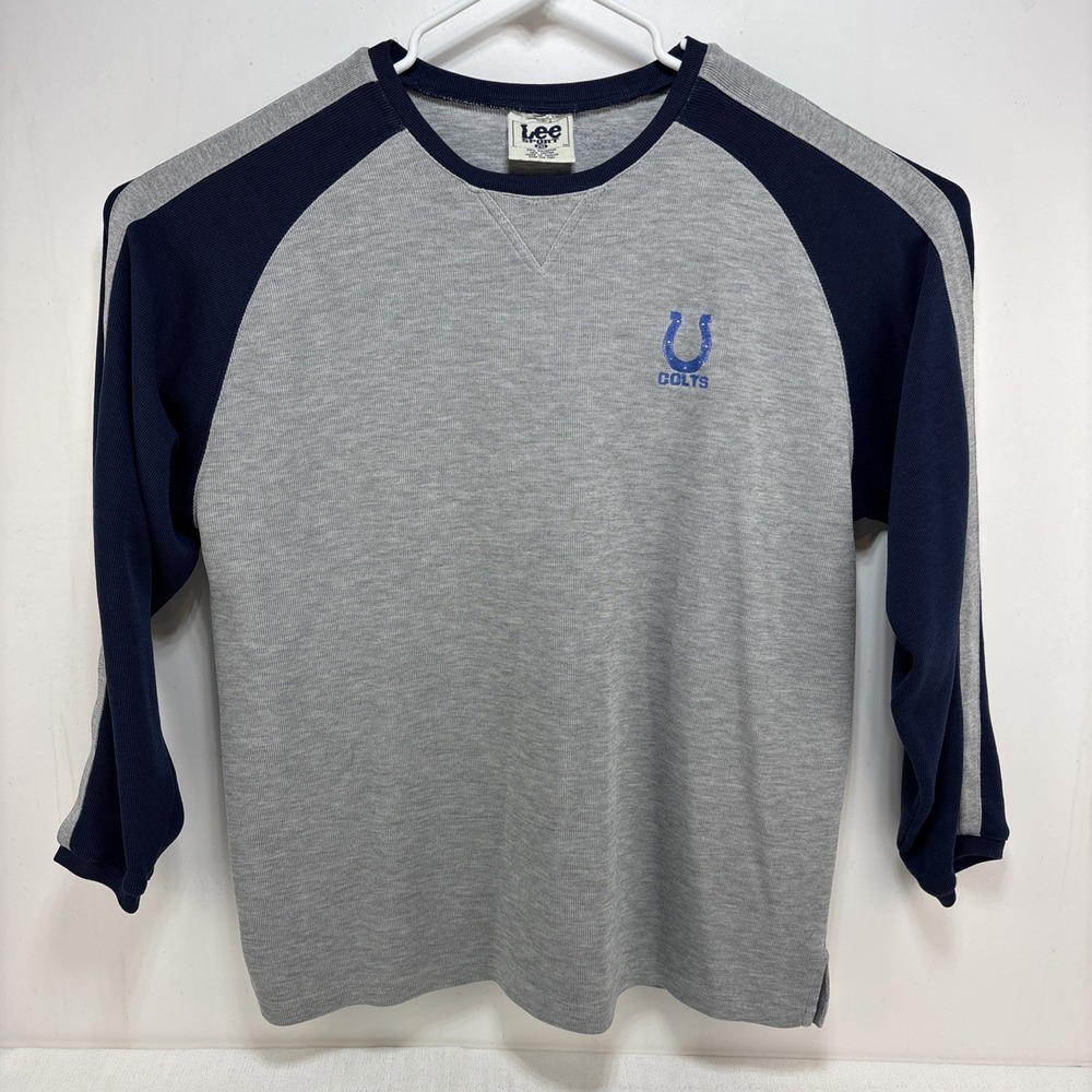VTG Lee Sport Indianapolis Colts‎ Mens Raglan Long Sleeve Gray Shirt Size 2XL